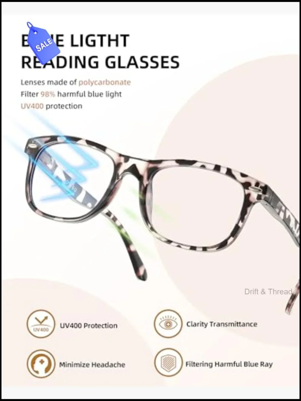 5 Pack Blue Light Blocking Reading Glasses Women Men Spring Hinge Readers